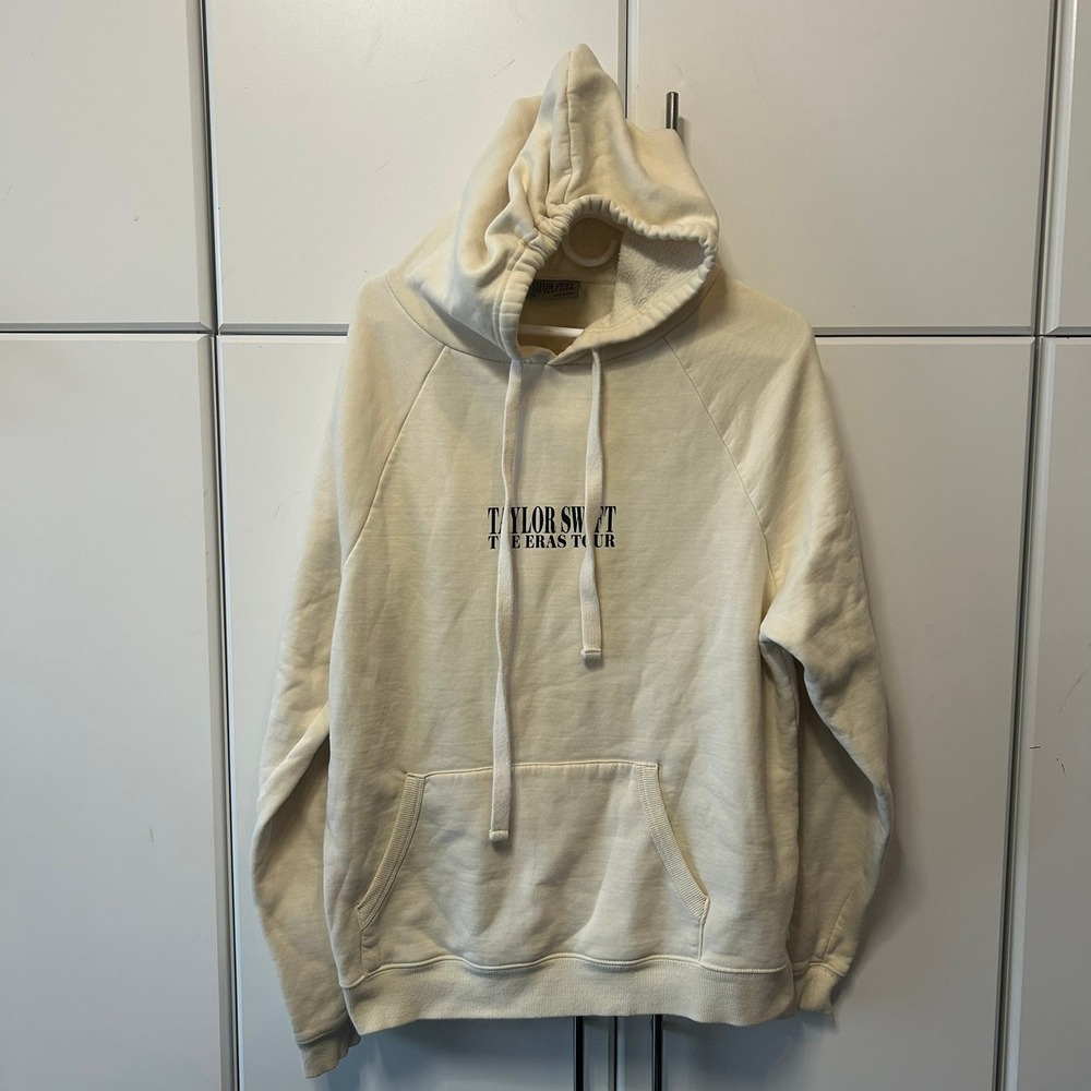 Taylor Swift The Eras Tour Hoodie Cream Beige Raglan Graphic Sweatshirt‎ Mens M